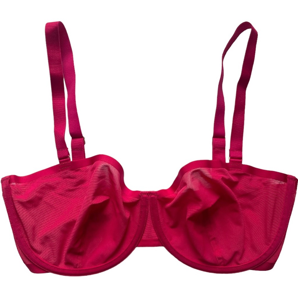 CUUP Sheer Underwire Bra in Raspberry - Picture 3 of 12